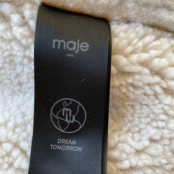 NWT Maje Tan and Cream Lamb Shearling Jacket- Gabelo jacket in Camel size 38 - Picture 9 of 16